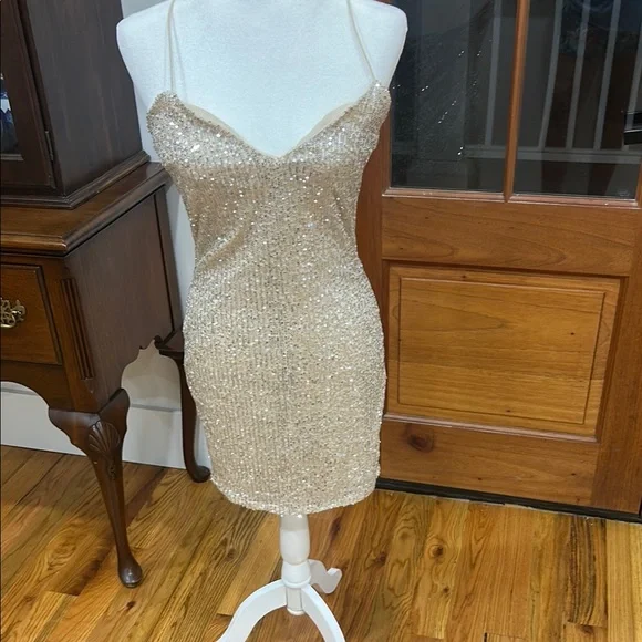 Fashion Nova | Dresses | Fashion Nova Gold Sequin Slip Dress | Poshmark